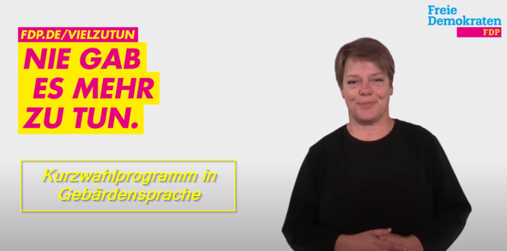 Kurzwahlprogramm der FDP in Gebärdensprache